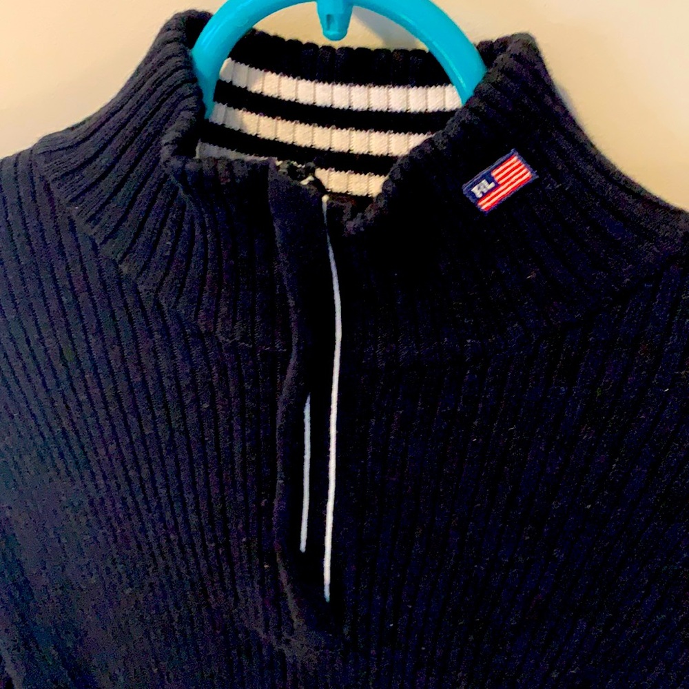 Ralph Lauren  black zip turtle neck size says L but looks like a medium